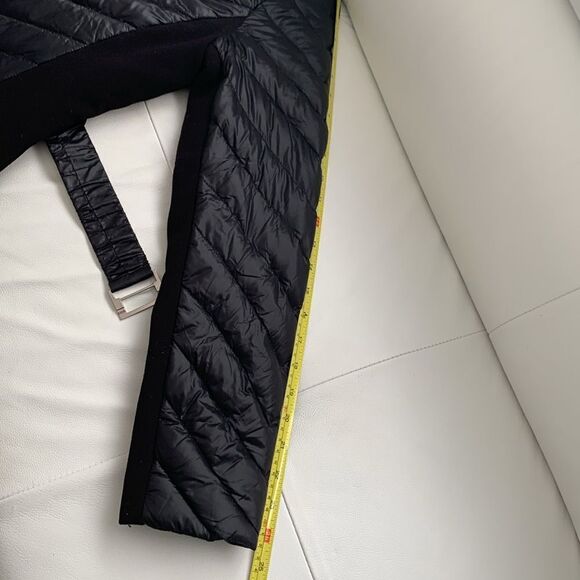 Tahari Puffer Black Womens Coat Zip Pockets Belt Jacket Size M - Picture 6 of 12